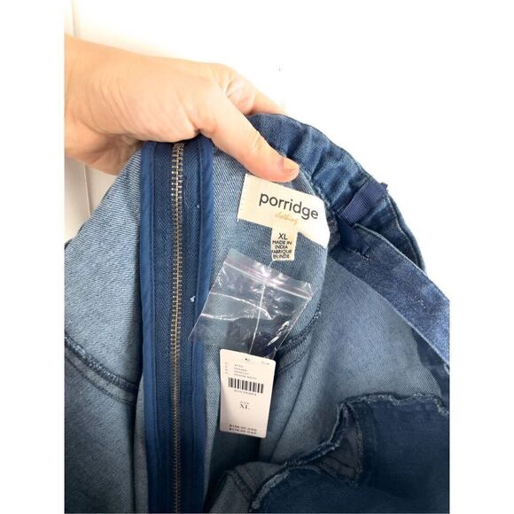 NWT Anthropologie Porridge Rosette Denim Medium Blue Slim Mini Dress Size XL - Picture 12 of 16